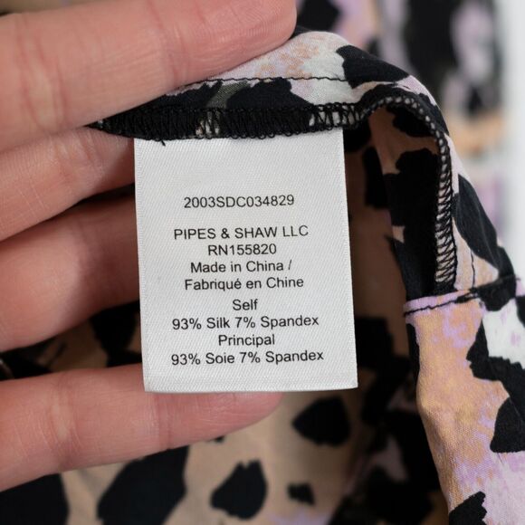Veronica Beard Lety Top Lilac Multi Leopard Print Pastel Pleated Blouse SZ 10 - Picture 11 of 12